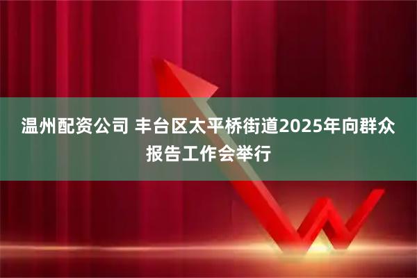温州配资公司 丰台区太平桥街道2025年向群众报告工作会举行