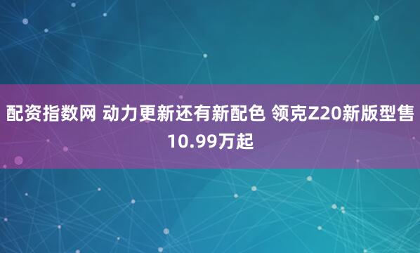 配资指数网 动力更新还有新配色 领克Z20新版型售10.99万起